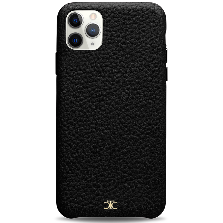 IPhone XR Case BLACK Personalised Pebble Leather Customised 