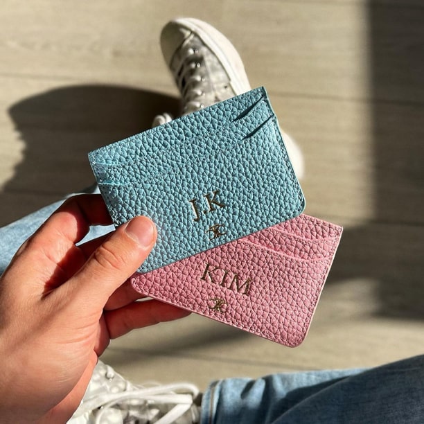 Personalised Leather Card Holder  Add your name or initials - The Case Club