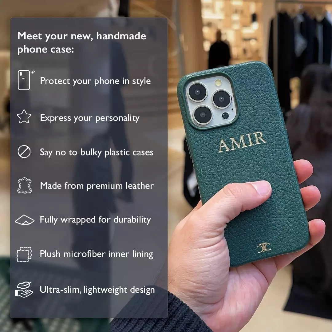 Customizable】iPhone 14 Pro Leather Phone Case +Card Holder